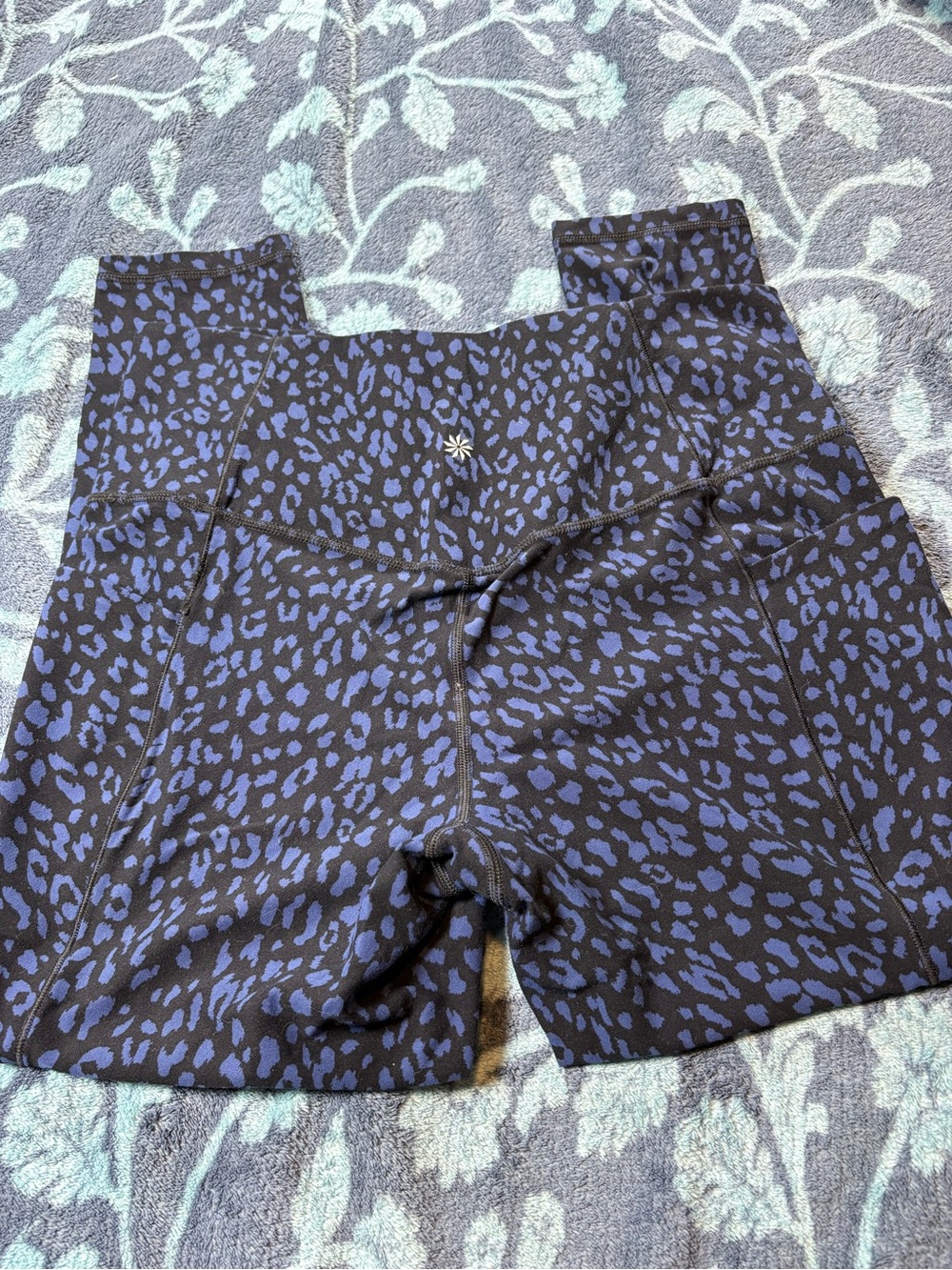 Athleta Black and Blue Leopard Print Girls' Leggings